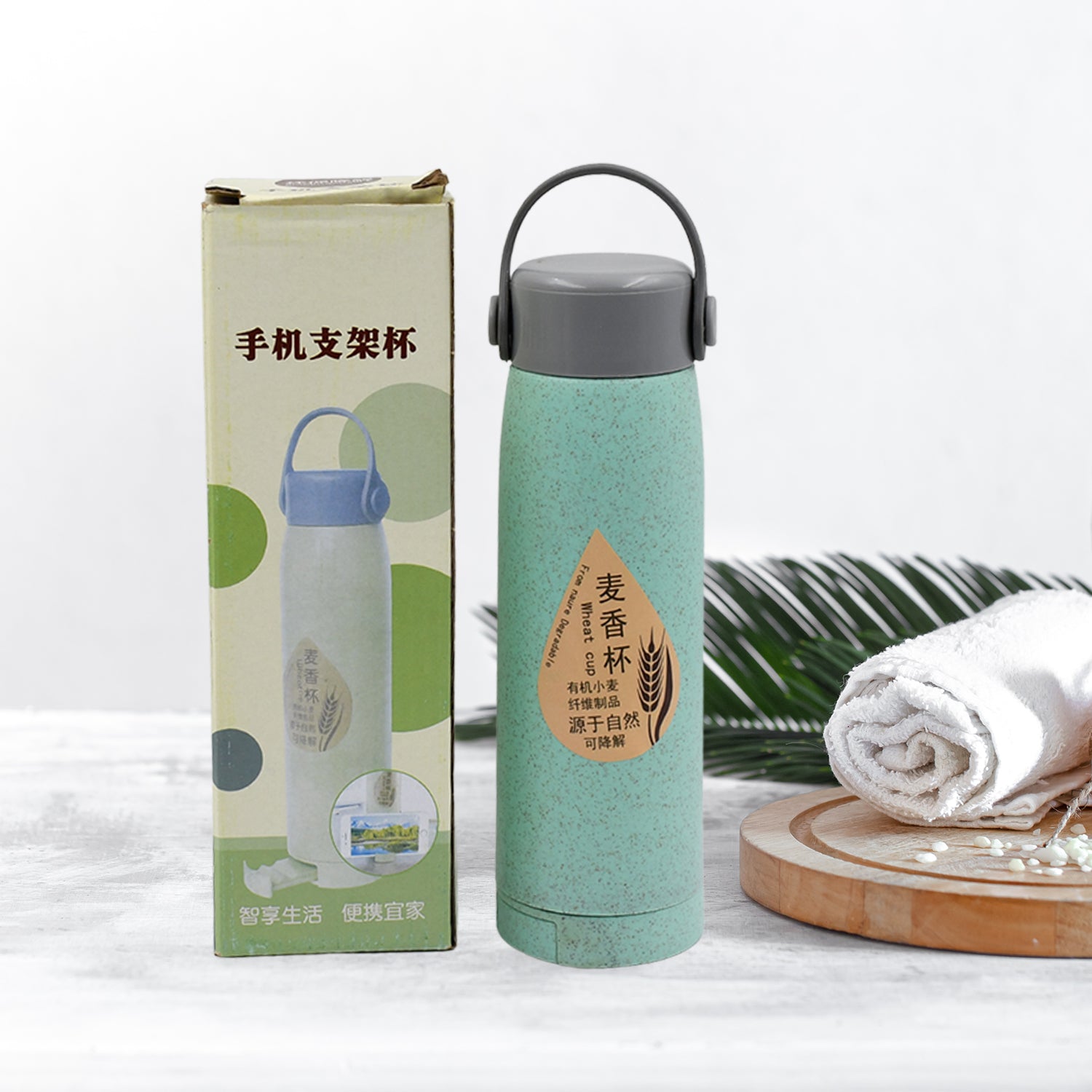 6951 High Portable Water Bottle Creative Wheat Fragrance Glass Bottle Water With Mobile Phone Holder Wide Mouth Glass Water 380ml (Moq - 80 Pc) 6951 High Portable Water Bottle Creative Wheat Fragrance Glass Bottle Water With Mobile Phone Holder Wide Mouth Glass Water 380ml (Moq - 80 Pc)